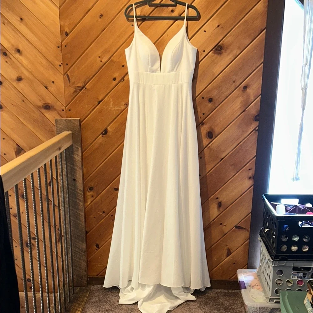 Oxford Street deep V pure white A line wedding dress NWT - Picture 3 of 12